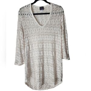 Elif by Jordan Taylor Beachwear Bell Sleeve Beach/Pool Tunic Cover up in Ivory